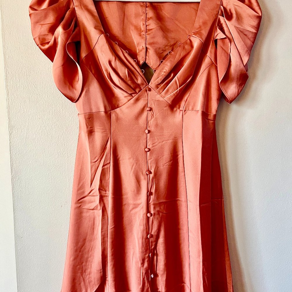 ASOS DESIGN Rust Button Through Stain Mini Dress